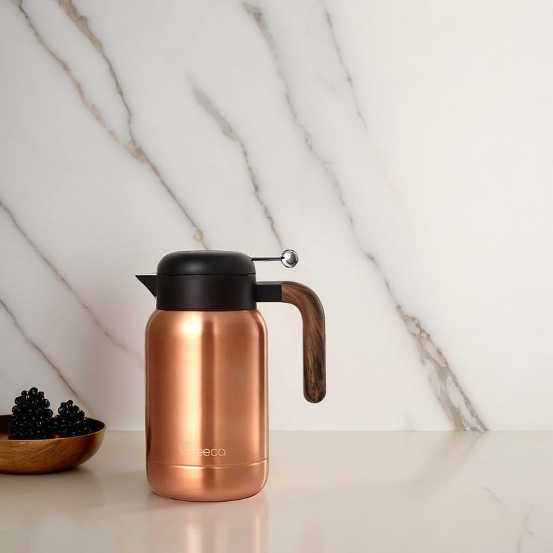 LAFEECA Aura Thermal Coffee Carafe - Vacuum Insulated Stainless Steel Tea Pot & Water Pitcher, Keeps Drinks Hot or Cold, BPA-Free, Beverage Dispenser Thermos - 51 oz Copper - Image 5